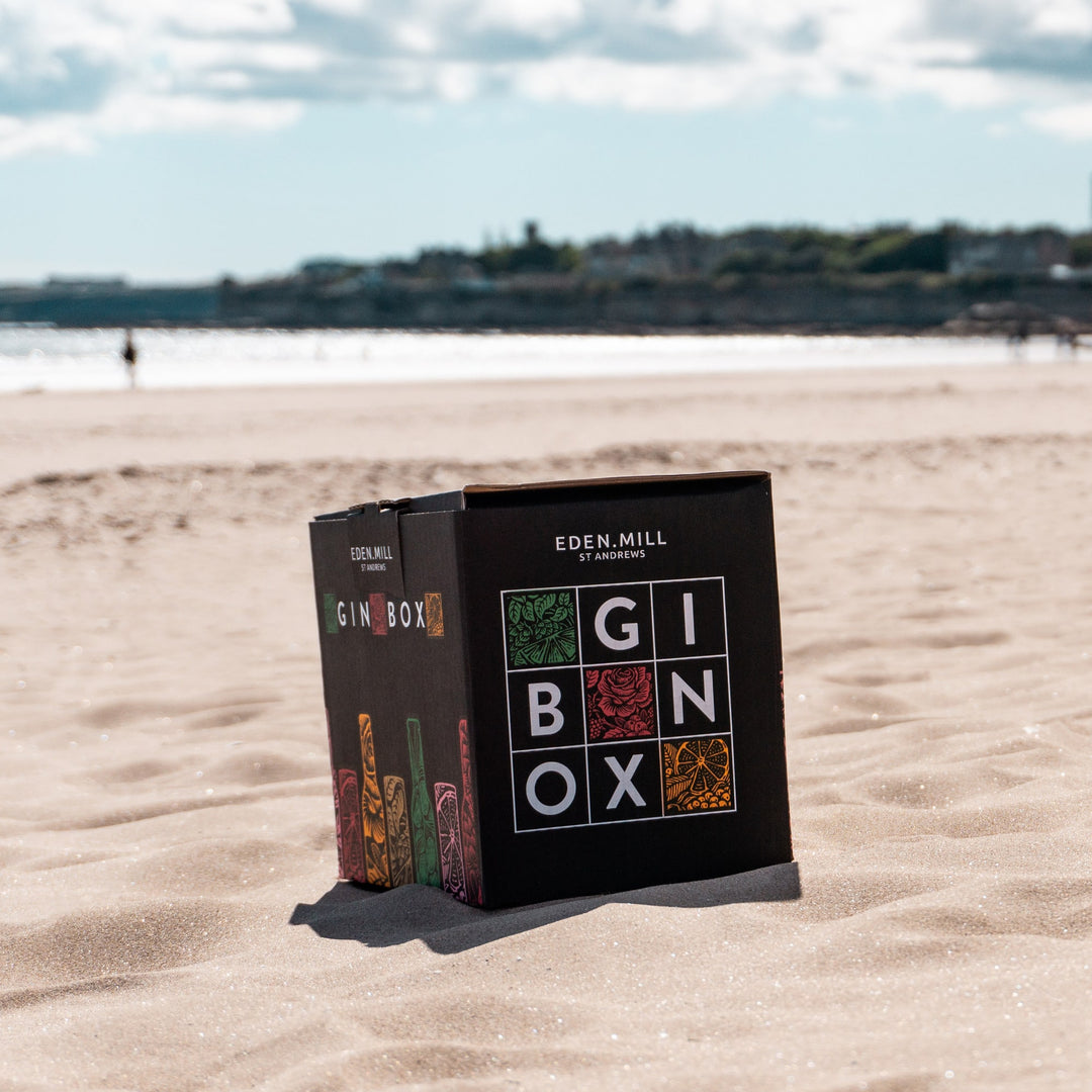 Gin variety box in the sand at st andrews